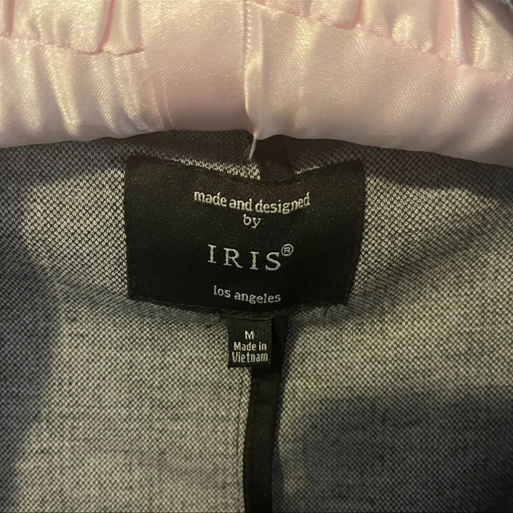 Iris Gray Plaid Longline Open Front Blazer Jacket Career Size M
